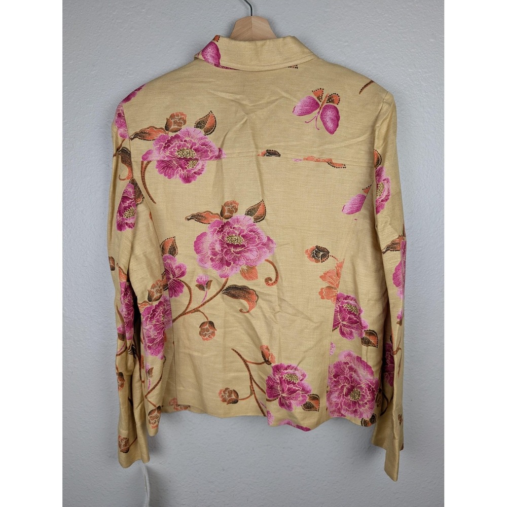 Emma‎ James Jacket Womens 18 Beige Pink Floral Linen Blend Natural Attraction - Picture 2 of 7